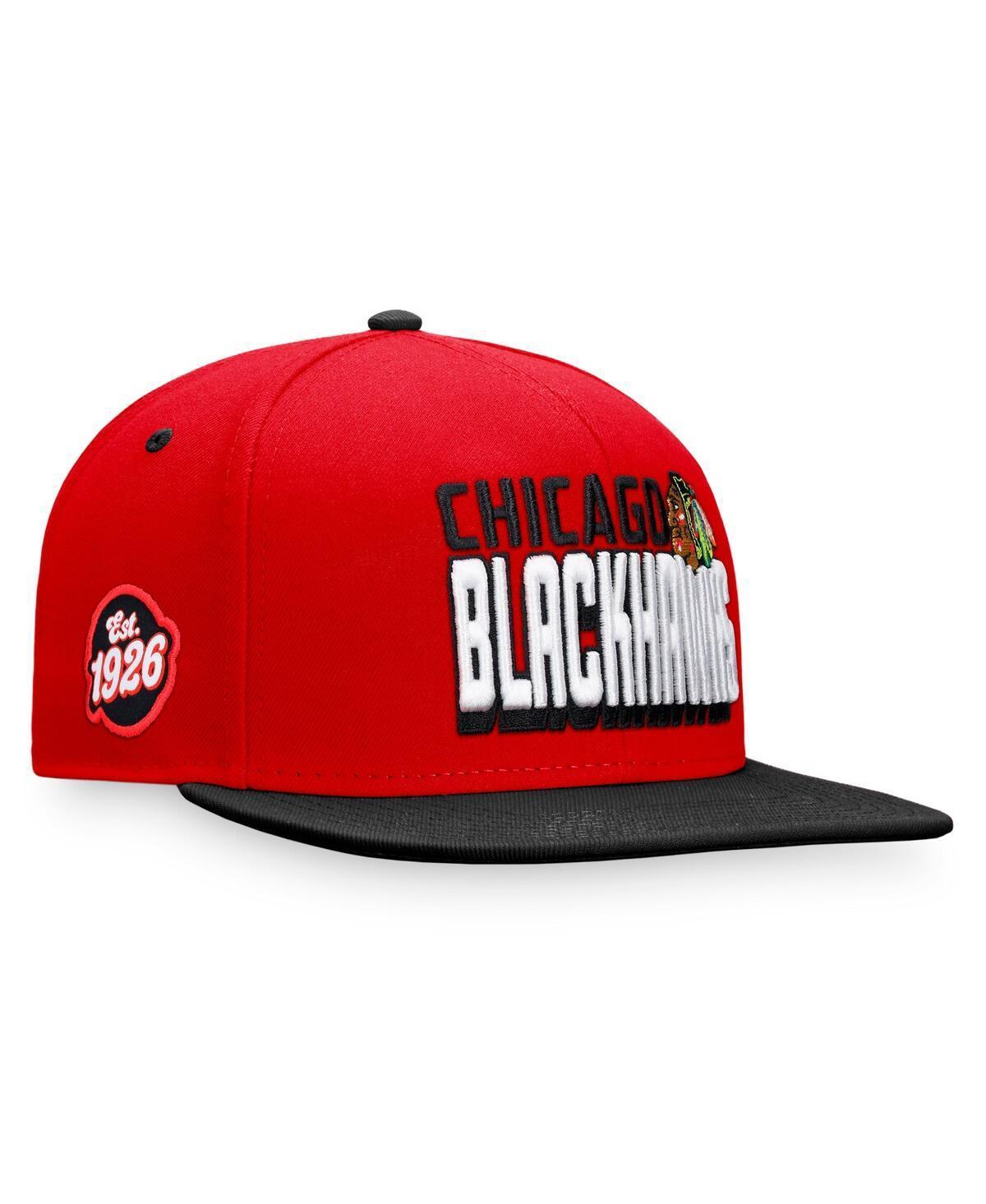 Mens Fanatics Branded /Black Chicago Blackhawks Heritage Retro Two-Tone Snapback Hat Product Image