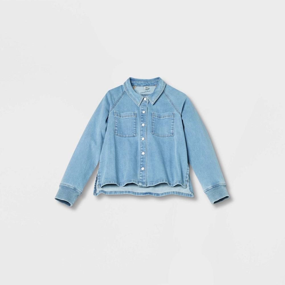 Womens Adaptive Long Sleeve Button-Down Denim Shirt - Universal Thread Medium Wash Product Image