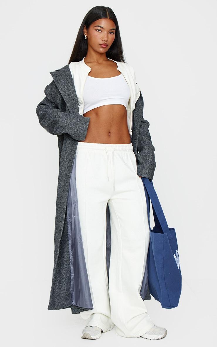 Cream Seam Detail Wide Leg Sweatpants Product Image