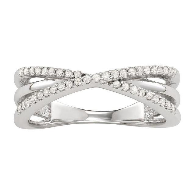 Jewelexcess Sterling Silver 1/4 Carat T.W. Diamond Crossover Ring, Womens White Product Image