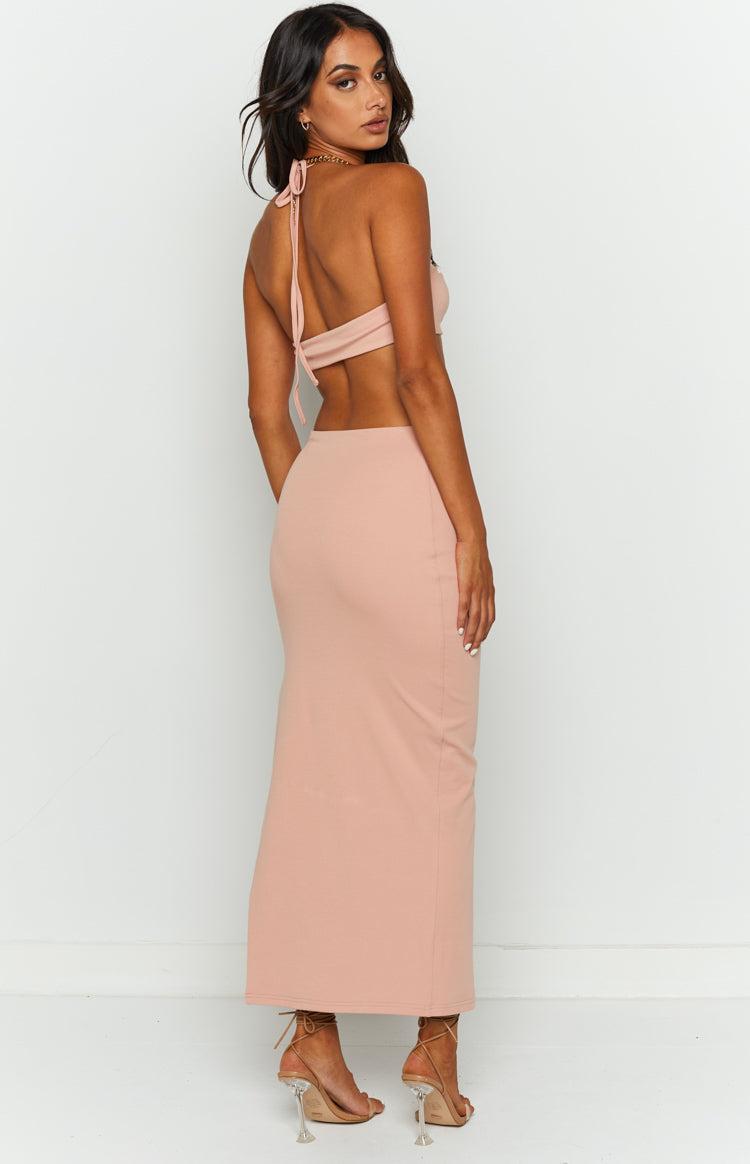 Earthling Beige Maxi Halter Dress Product Image