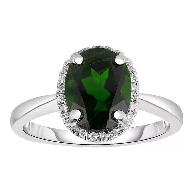 14k White Gold Chrome Diopside Diamond Ring, Womens Product Image