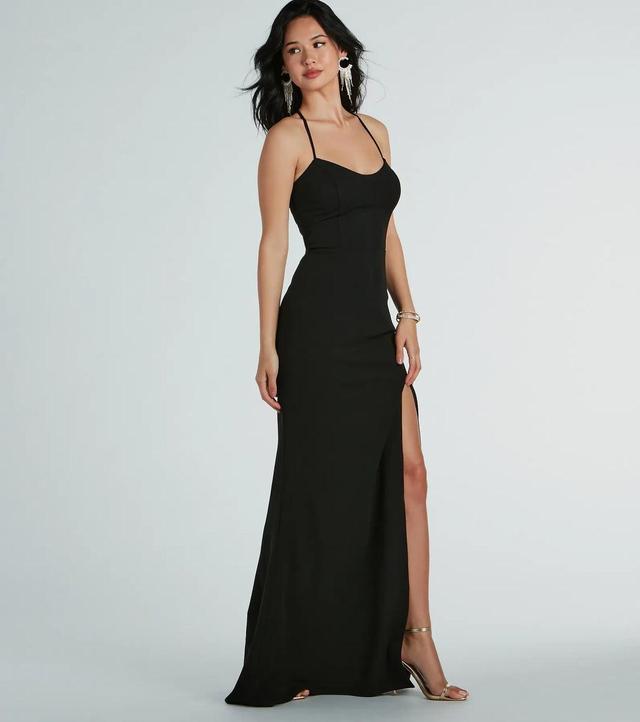 Brianna Strappy Back Mermaid Crepe Formal Dress Product Image