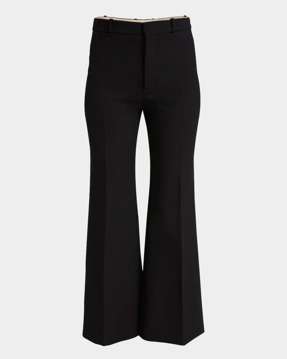 Wool Crepe Flare Ankle Trousers Product Image