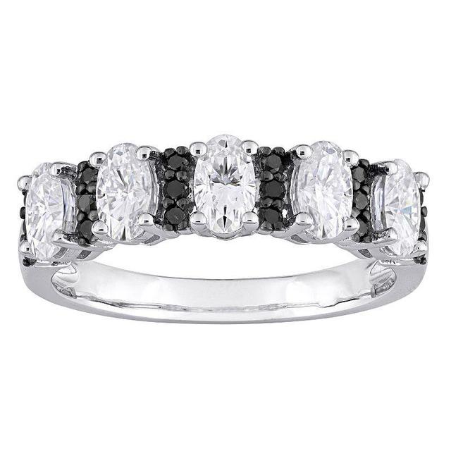 Stella Grace 10k White Gold & 1/6 Carat T.W Black Diamond & Lab-Created Moissanite Semi-Eternity Ring, Womens Product Image