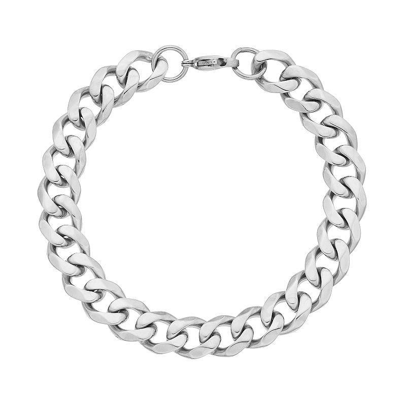 LYNX Mens Stainless Steel Curb Chain Bracelet Silver Product Image