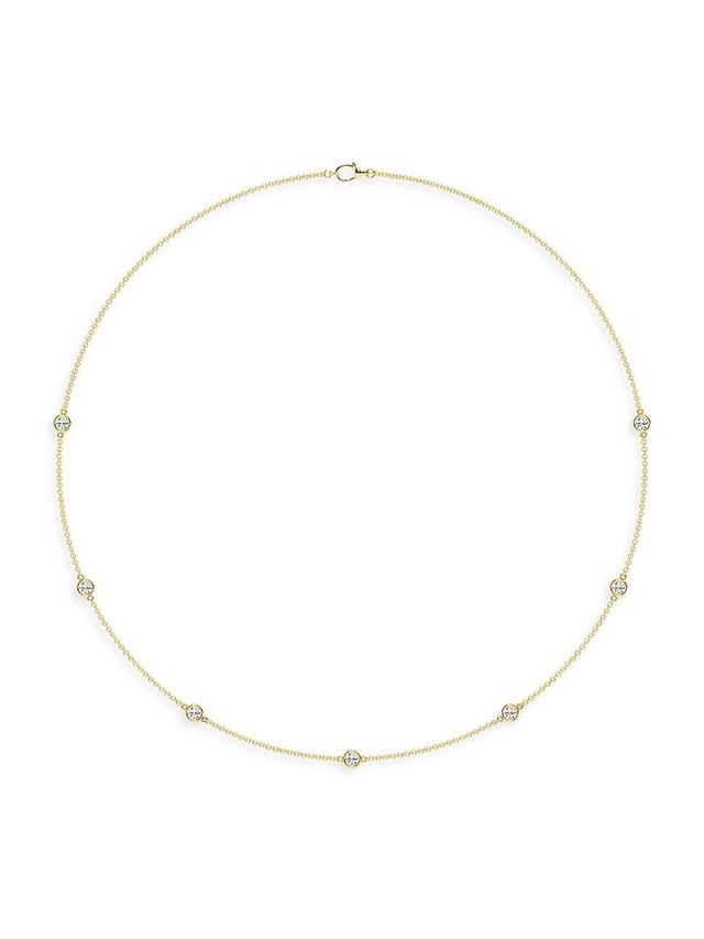 Womens 14K Yellow Gold & 1 TCW Diamond Station Necklace Product Image