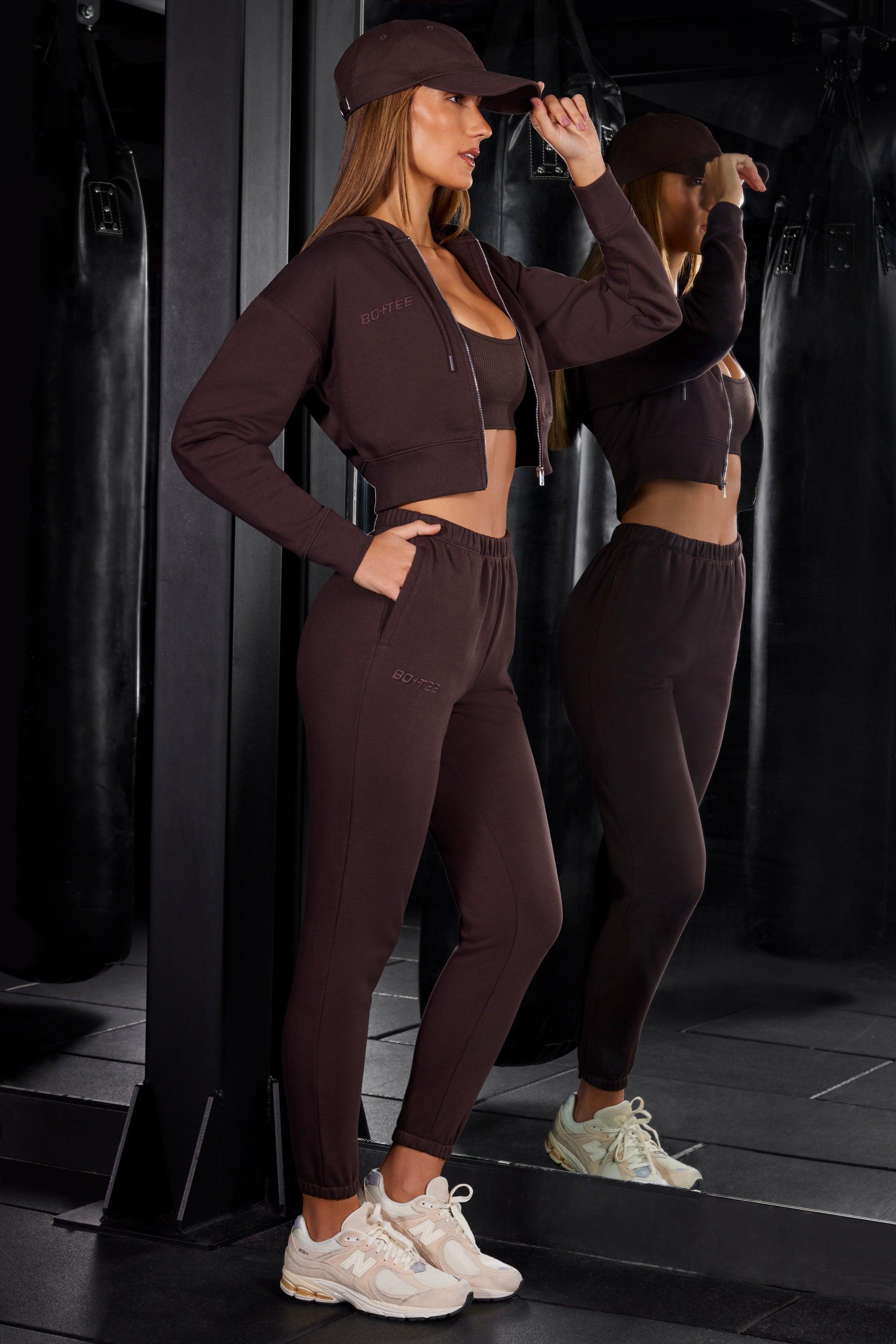 Slim Fit Jogger Bottoms in Brown Product Image