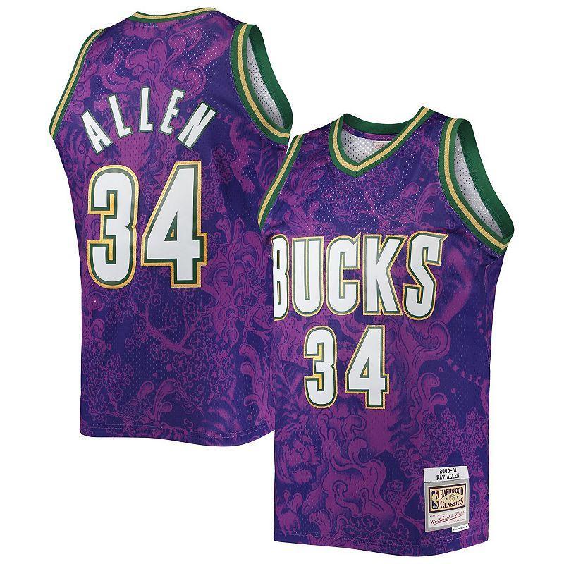 Mens Mitchell & Ness Ray Allen Milwaukee Bucks Hardwood Classics 2000/01 Lunar New Year Swingman Jersey Product Image