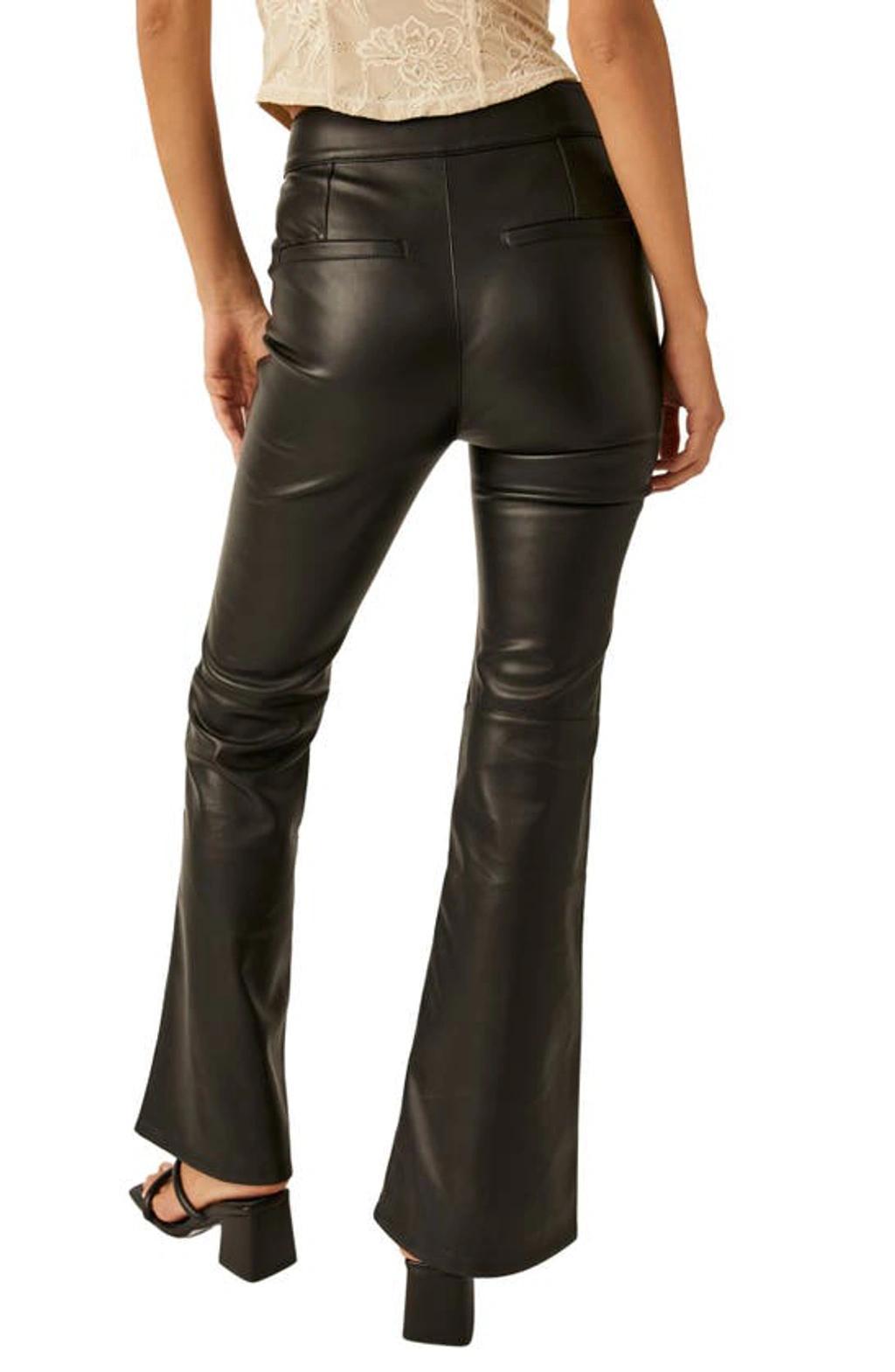 Uptown High Waist Faux Leather Flare Pants In Black Product Image