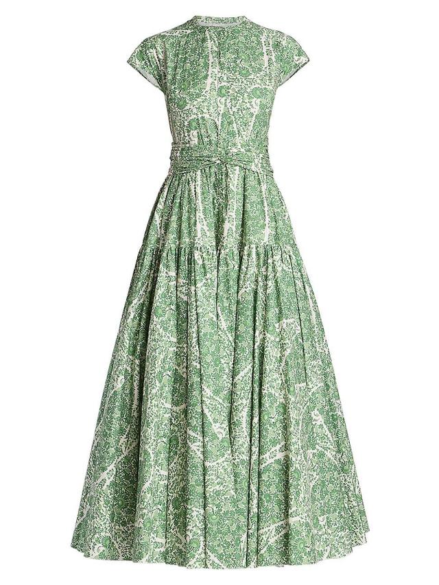 Womens Floral Cotton A-Line Midi-Dress Product Image