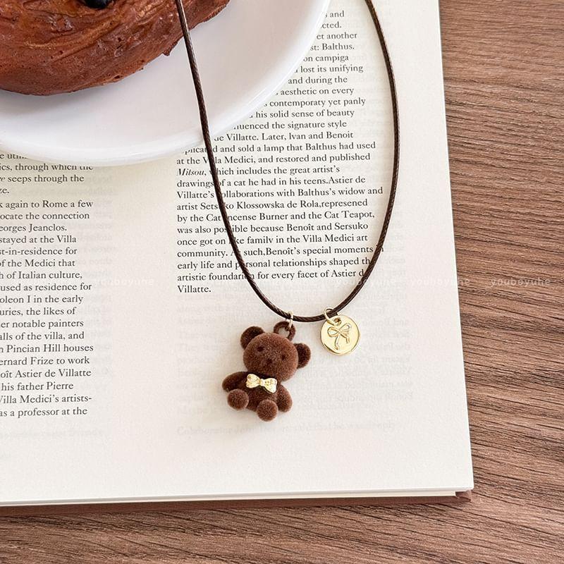 Bear Pendant Cord Necklace Product Image