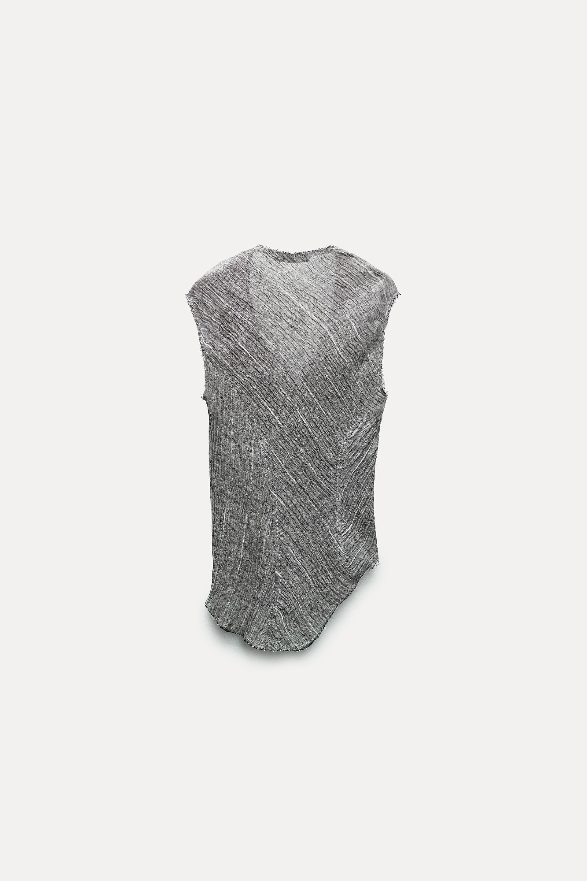 ASYMMETRIC 100% LINEN TOP ZW COLLECTION Product Image