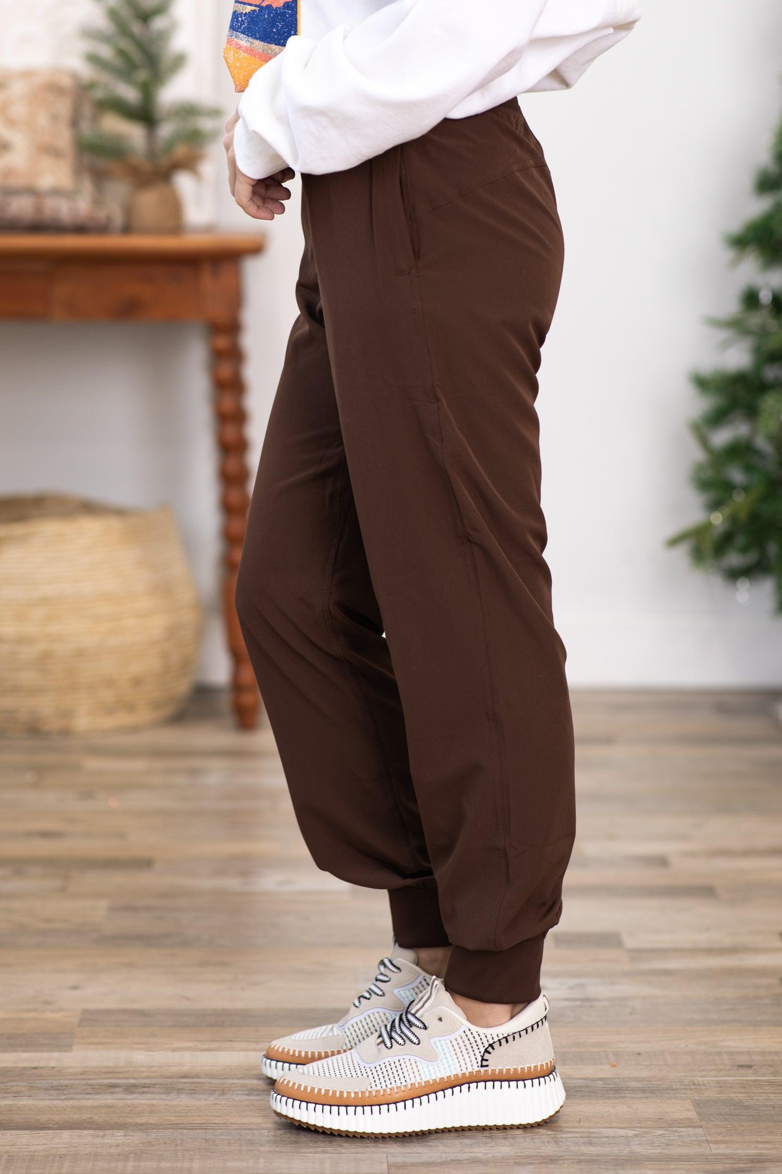 Brown Mid Rise Joggers Product Image