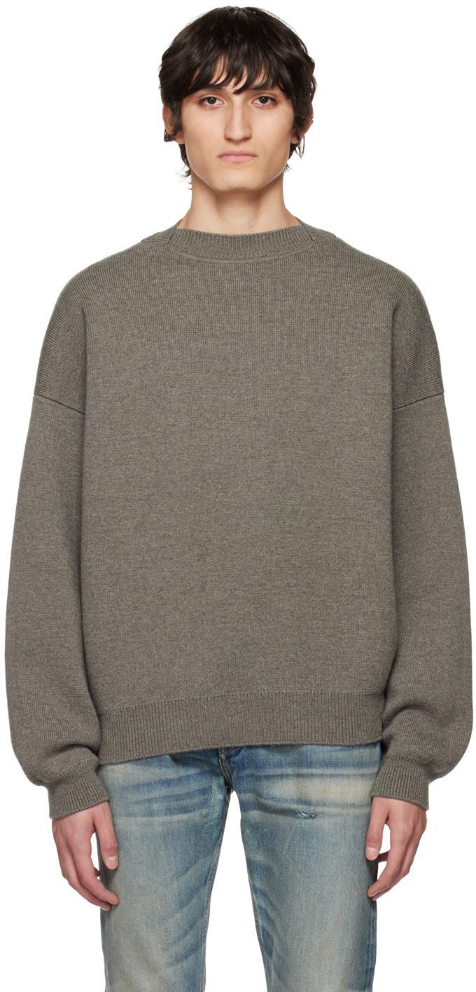 Gray Wool Crewneck In Dusty Concrete Heath Product Image