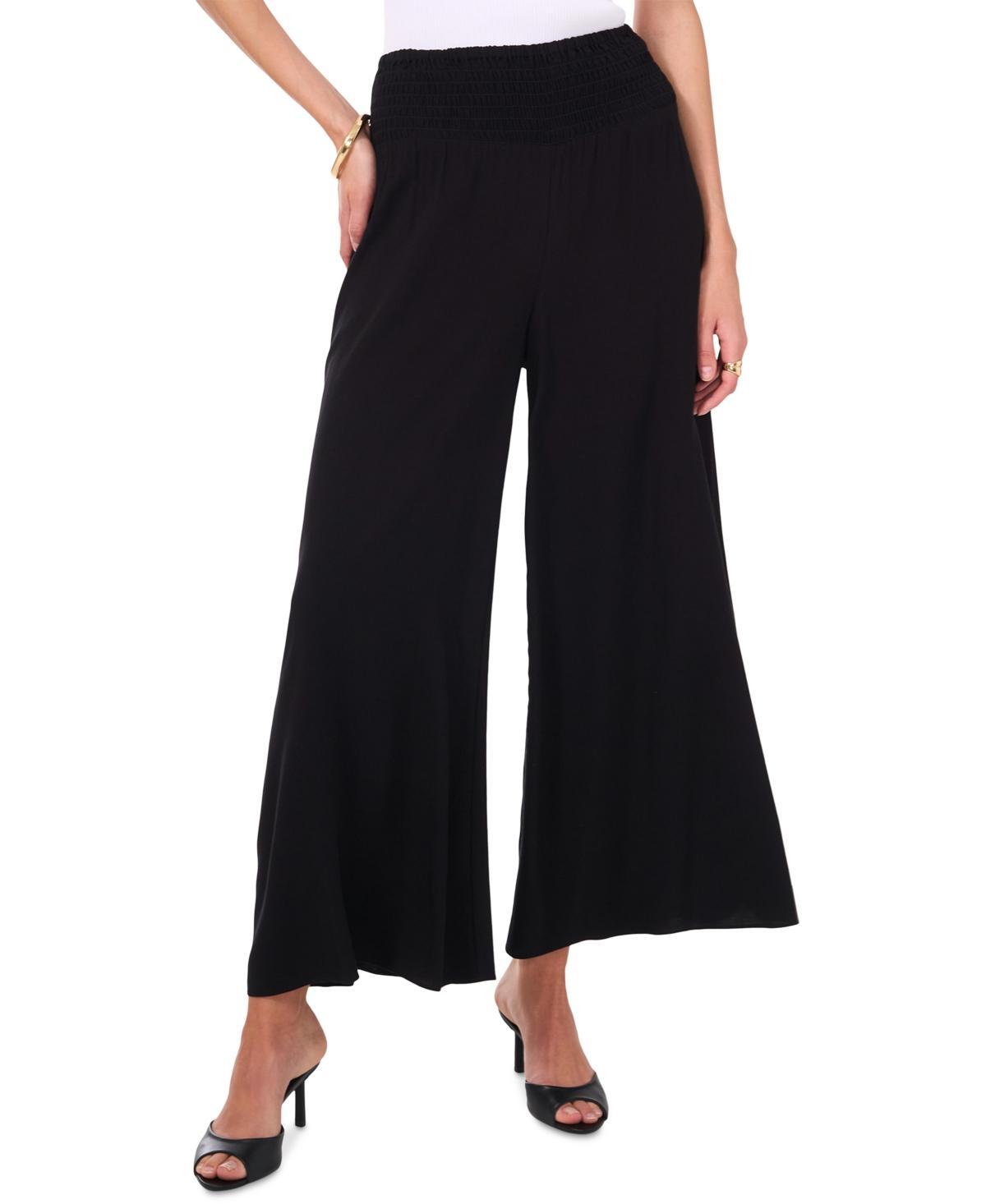 Vince Camuto Womens Smocked-Waist Wide-Leg Pants Product Image