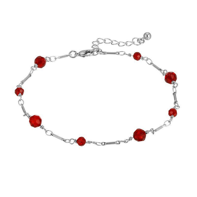 1928 Bead & Bar Chain Anklet, Womens, Red Product Image