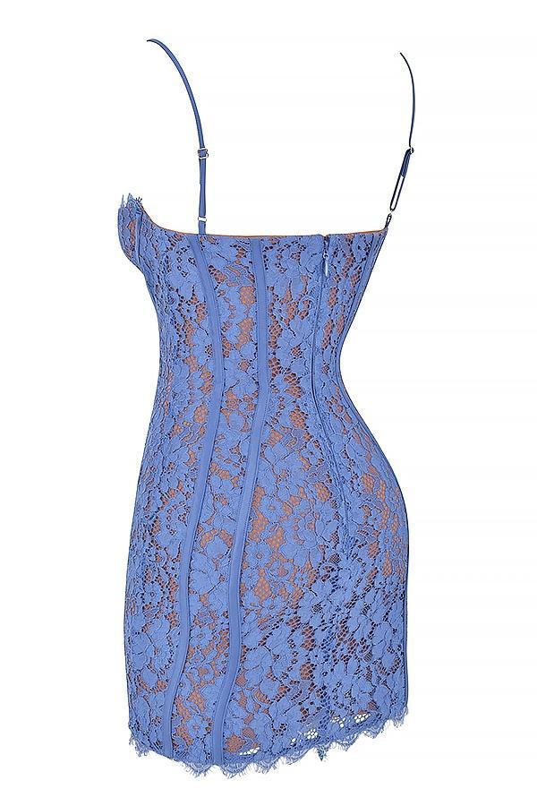 Lala Lavender Lace Mini Dress Product Image