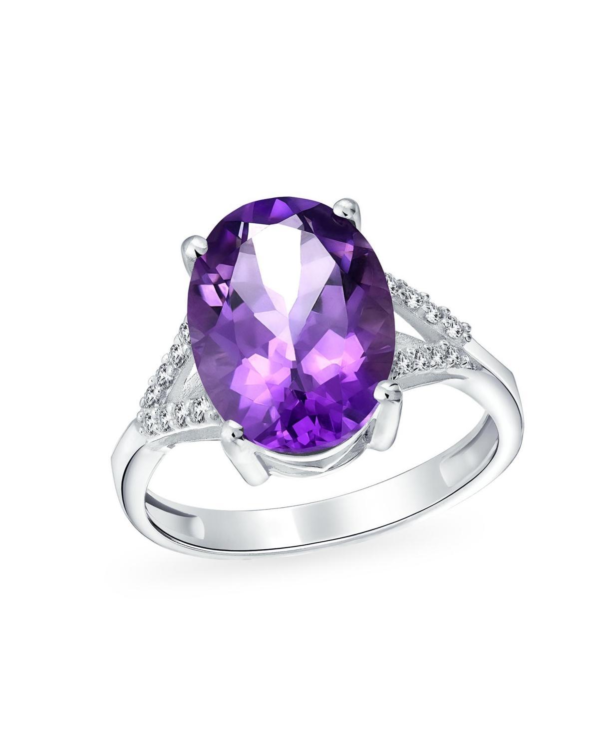 Bling Jewelry 4.47CT Natural Zircon Accented Oval Natural Pink Amethyst Statement Ring For Women Rose Gold Plated .925 Sterling Silver Product Image