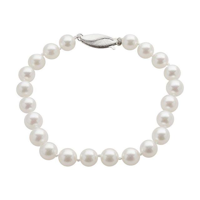 18k White Gold AA Akoya Cultured Pearl Bracelet (6.5-7 mm), Womens Product Image