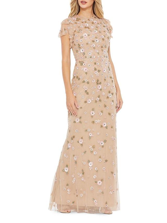 Womens Floral Beaded Gown Product Image