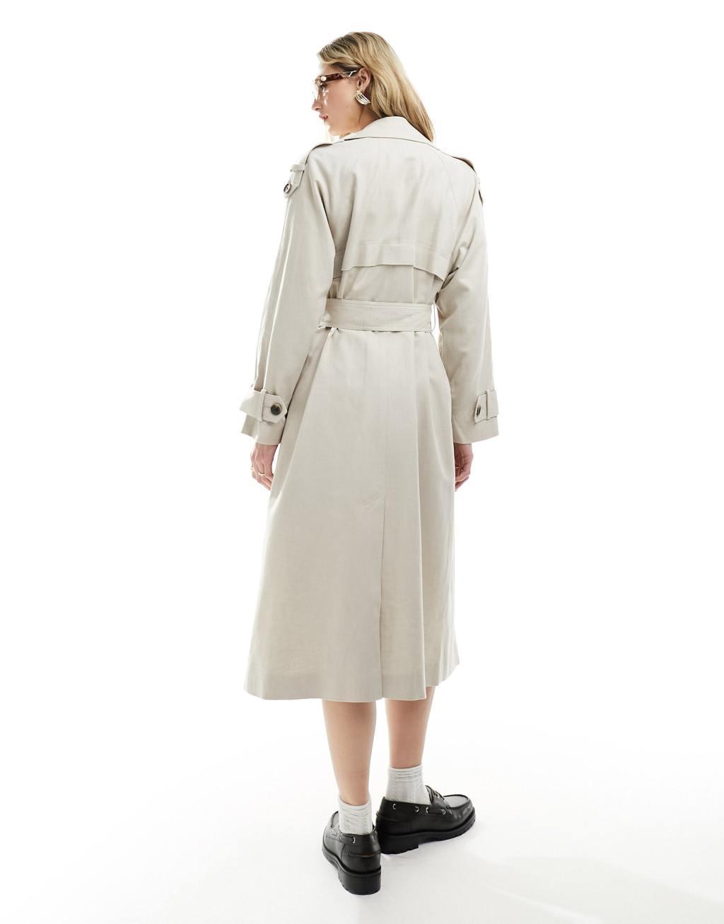 ASOS DESIGN linen mix trench coat Product Image