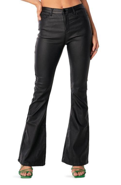 EDIKTED Luna Faux Leather Flare Leg Pants Product Image