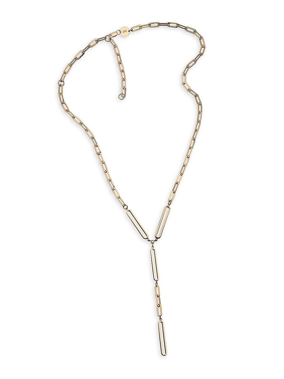 Womens Flora 14K Goldplated & Diamond Oval-Link Lariat Necklace Product Image