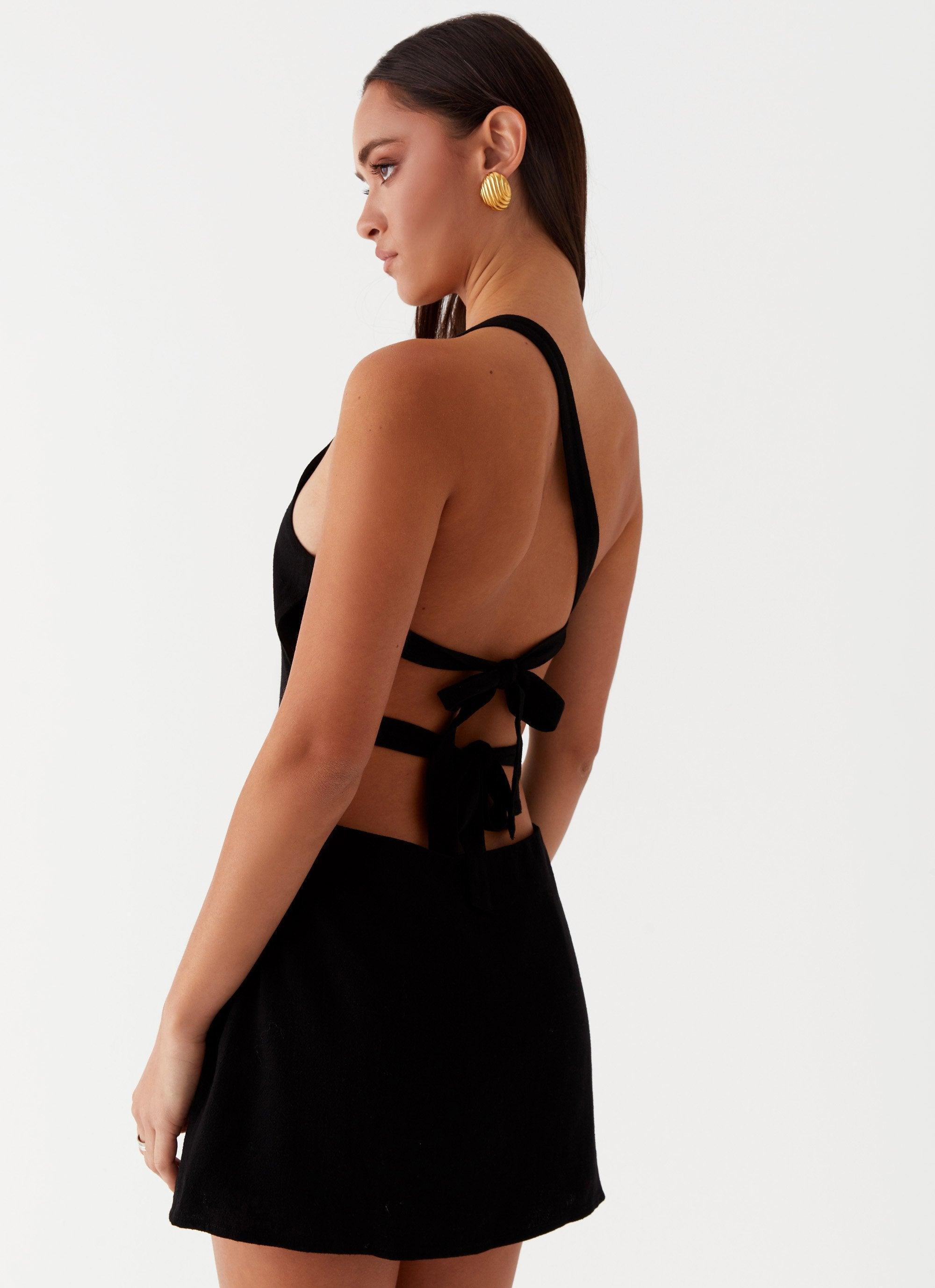 Emilee Tie Back Mini Dress - Black Product Image