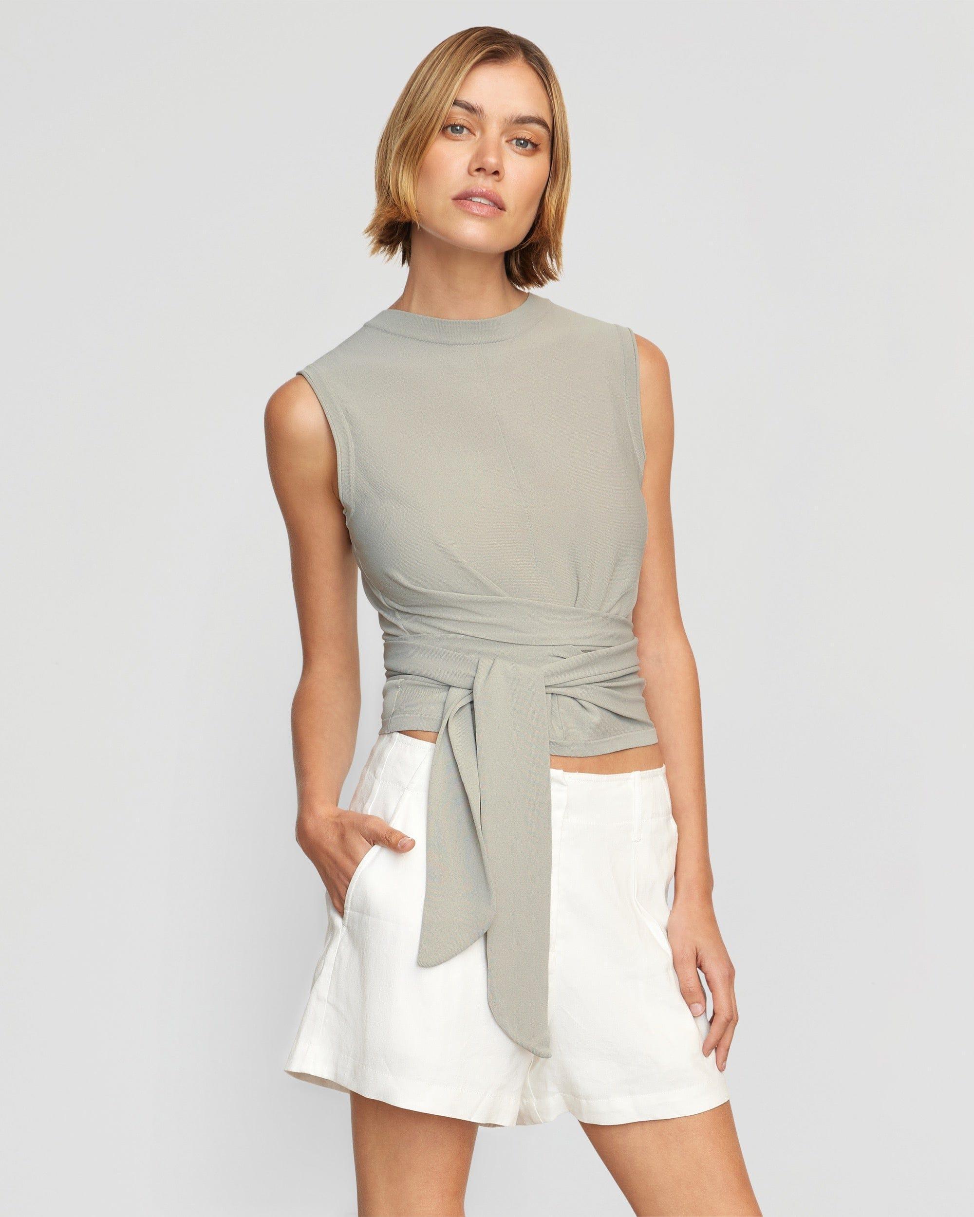 Rumi Cropped Sleeveless Wrap Top Product Image