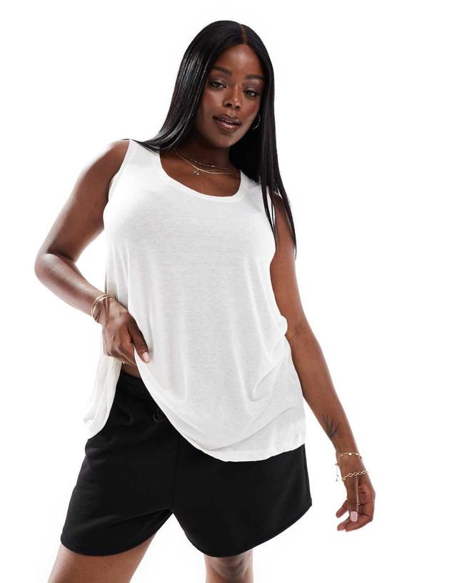 Yours linen-mix tank top in white Product Image