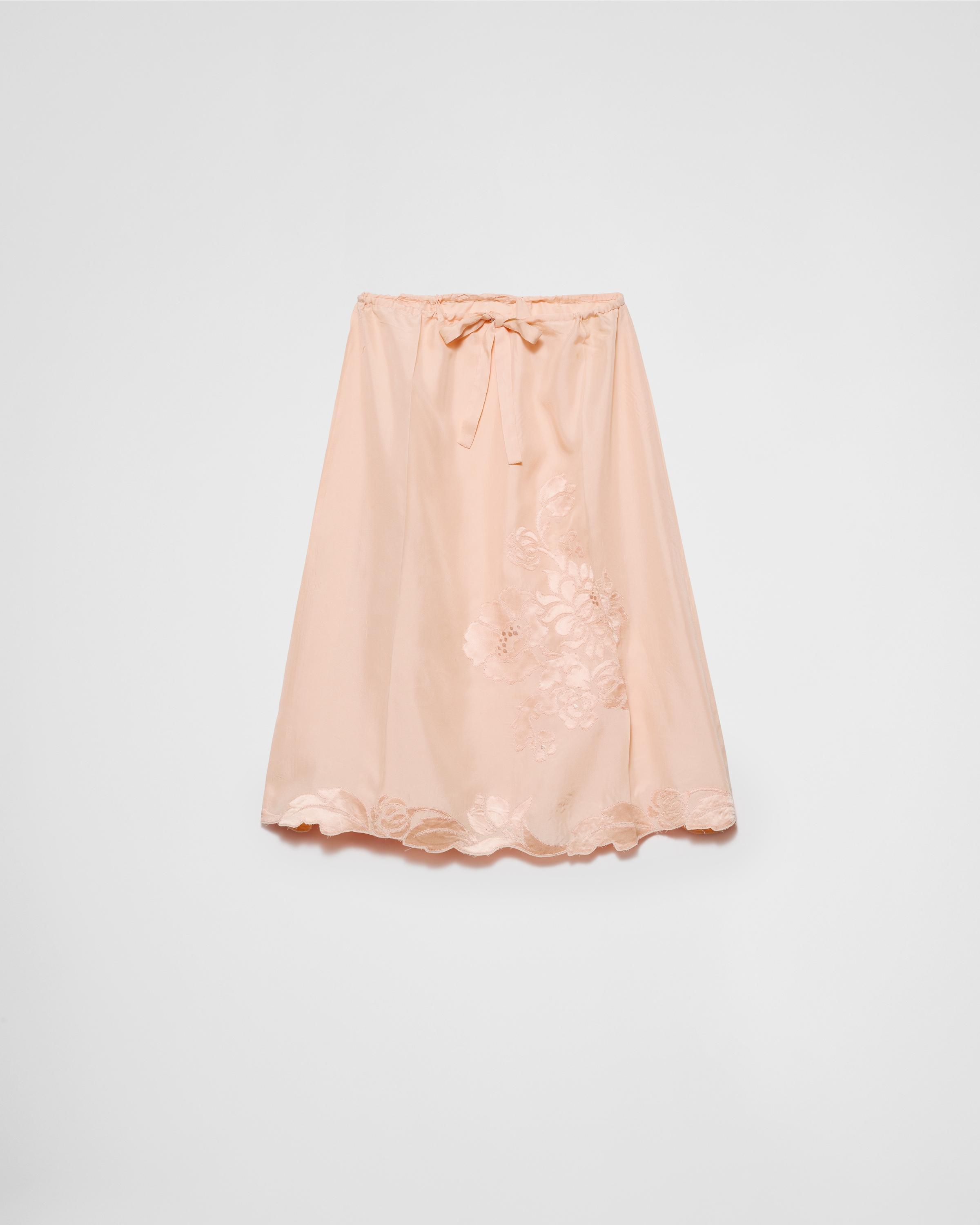 Embroidered habutai silk skirt Product Image