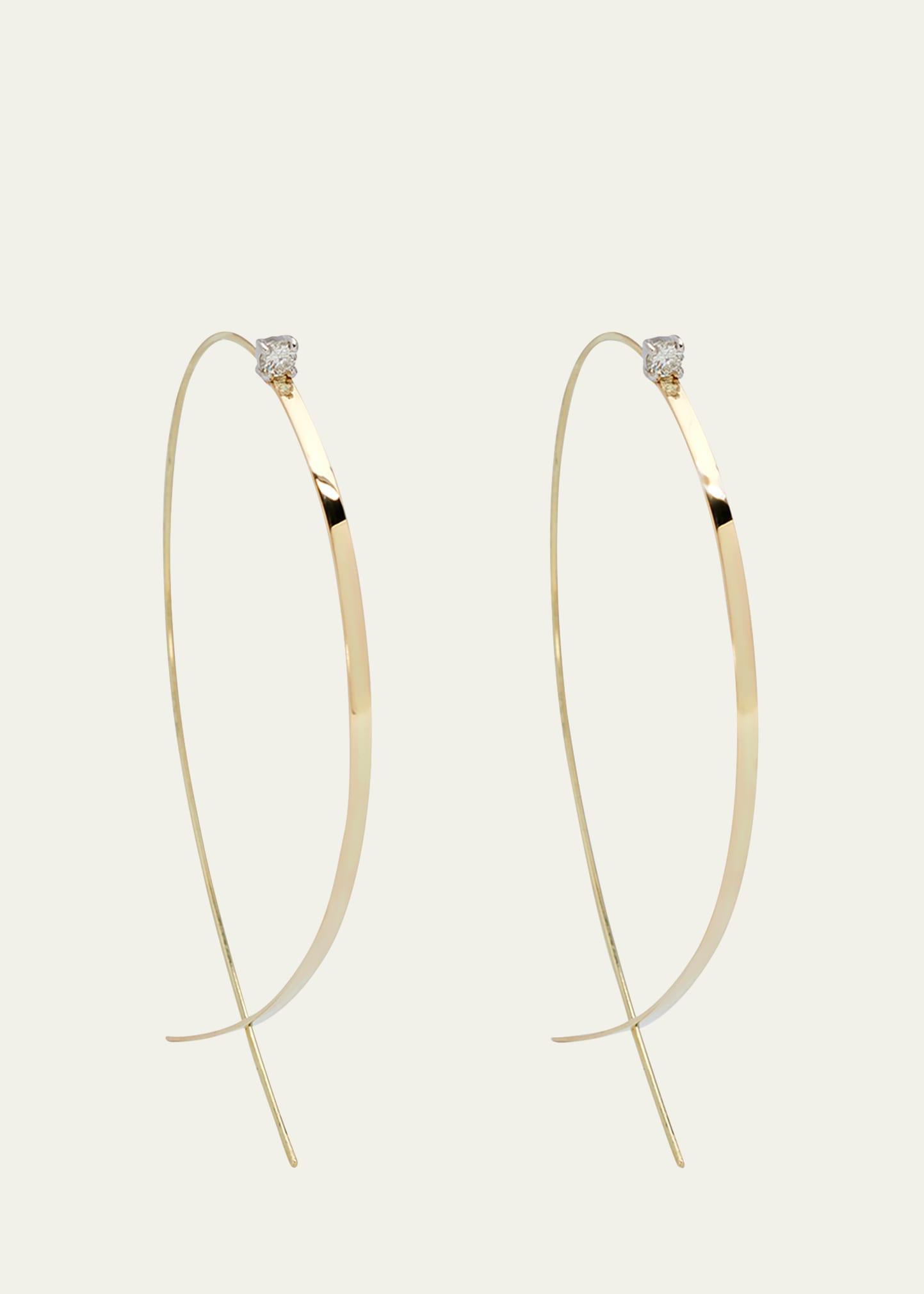 Solo Large Flat Upside Down Hoop Earrings with Diamonds, 60mm Product Image