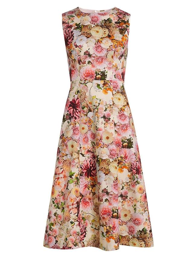 Womens Eloise Floral Cotton-Blend Midi-Dress Product Image