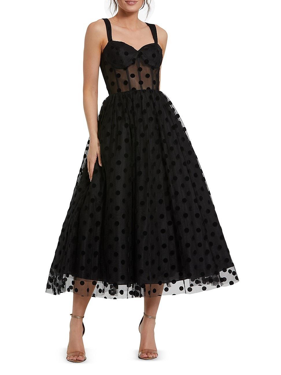 Womens Polka Dot Tulle Bustier Cocktail Dress Product Image