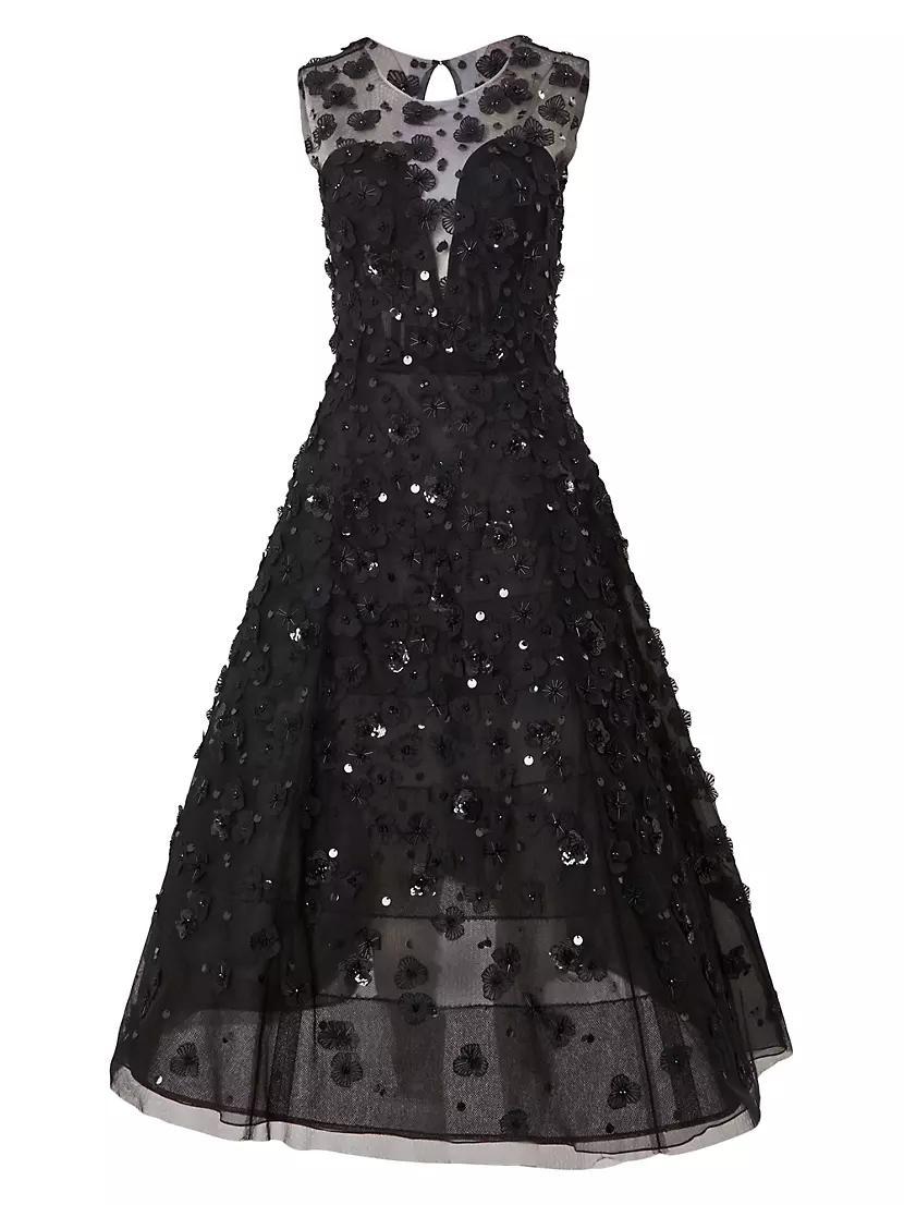 Embellished Sleeveless A-Line Midi-Dress Product Image