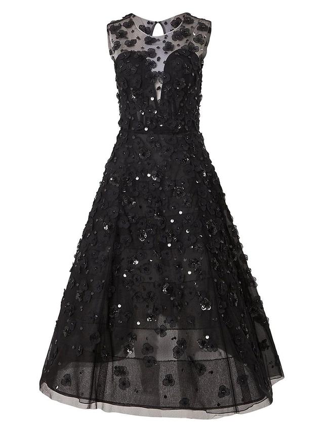 Womens Embellished Sleeveless A-Line Midi-Dress Product Image