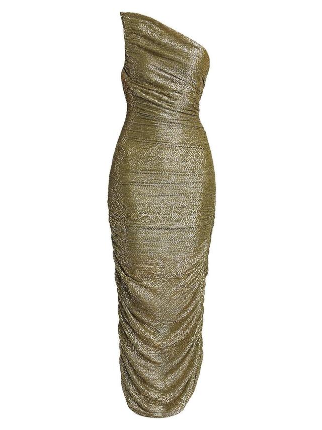 Womens Melissa Metallic Ruched One-Shoulder Maxi Dress Product Image