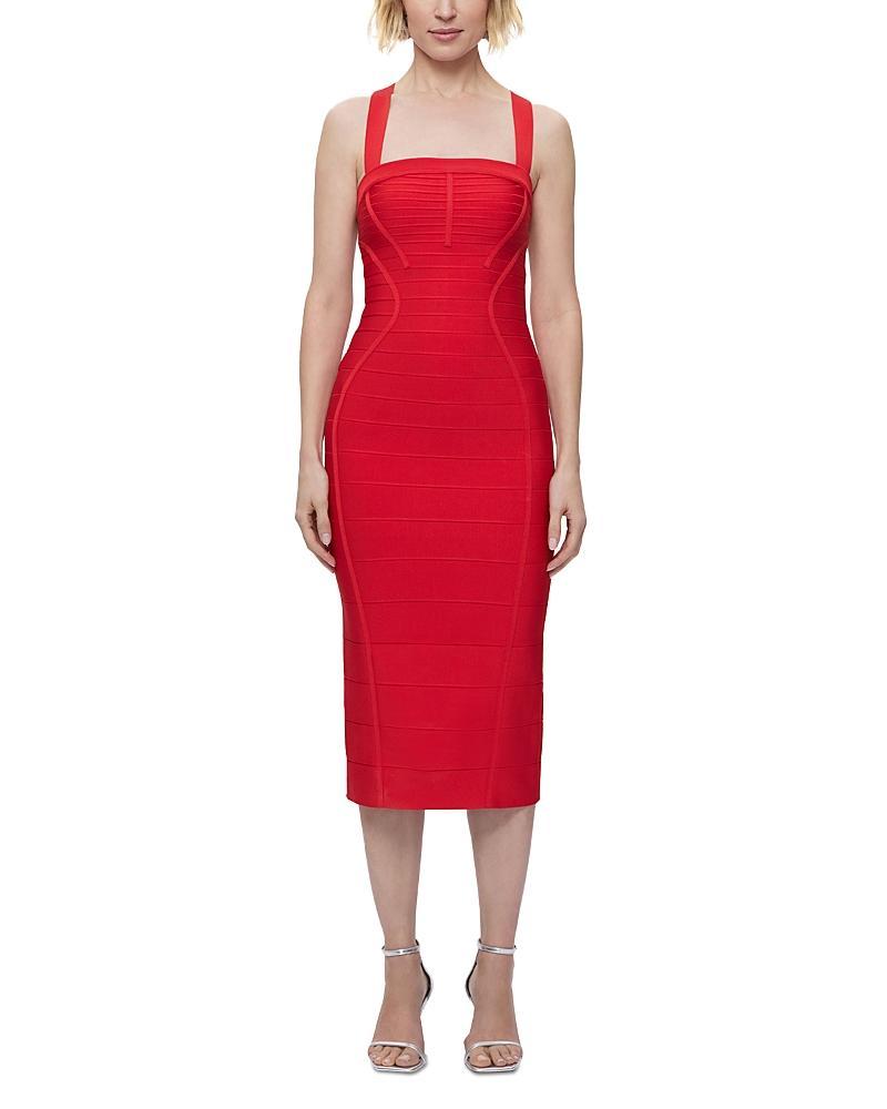 Womens Cross-Back Bandage Midi-Dress Product Image