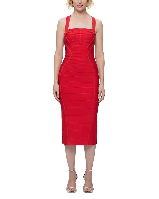 Herve Leger The Harper Sleeveless Cross Back Bandage Midi Dress Product Image