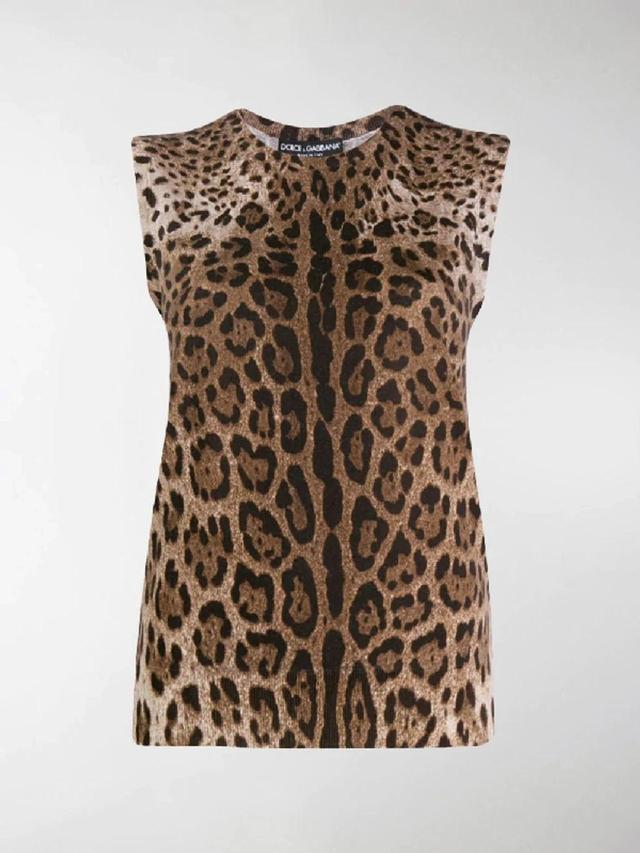 Leopard Print Tank Top In Brown Product Image