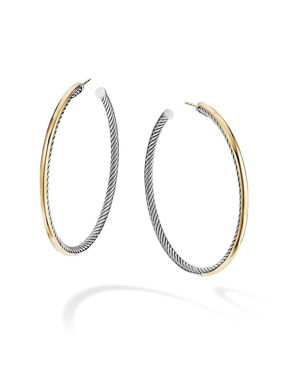 Womens Sculpted Cable Hoop Earrings With 18K Yellow Gold Product Image