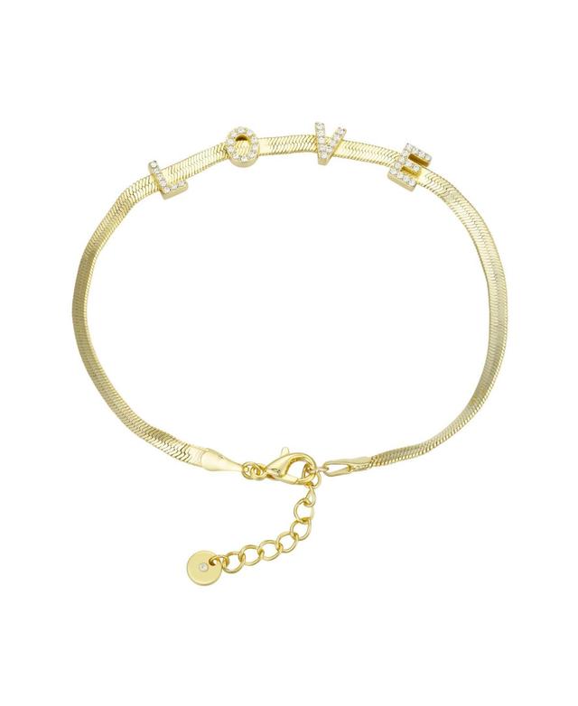 14K Gold Flash-Plated Crystal Love Bracelet Product Image