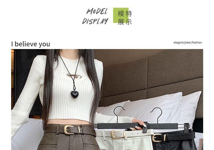 High Waist Faux Leather Mini Skirt Product Image