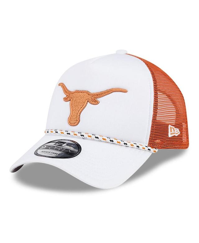 New Era Mens White/Texas Orange Texas Longhorns Court Sport Foam A-Frame 9FORTY Adjustable Trucker Hat - White Product Image