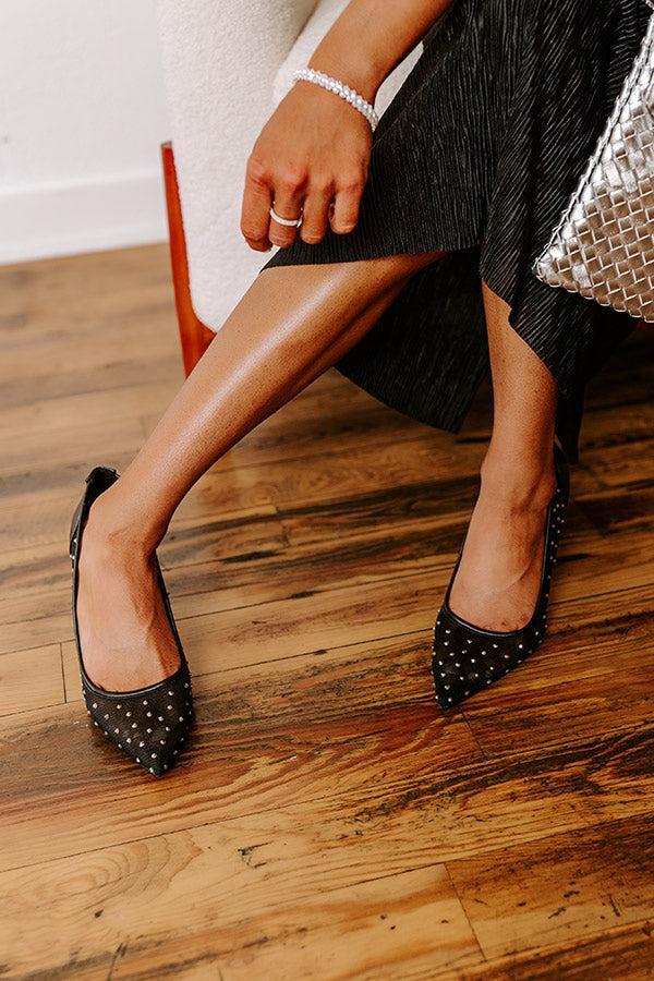 The Callie Rhinestone Embellished Heel in Black Product Image