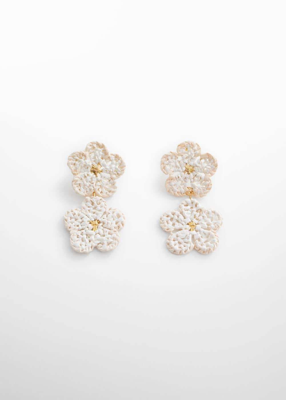 MANGO - Flowers raffia earrings - One size - Women Product Image