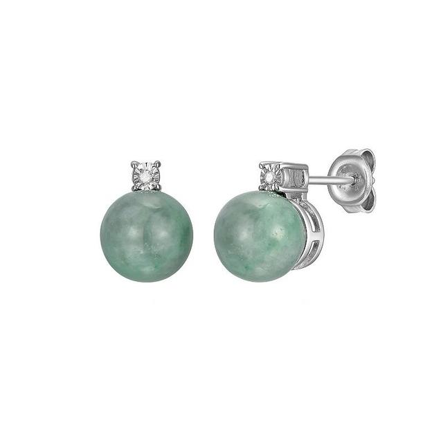 Dynasty Jade Sterling Silver Jade & Diamond Accent Stud Earrings, Womens Product Image