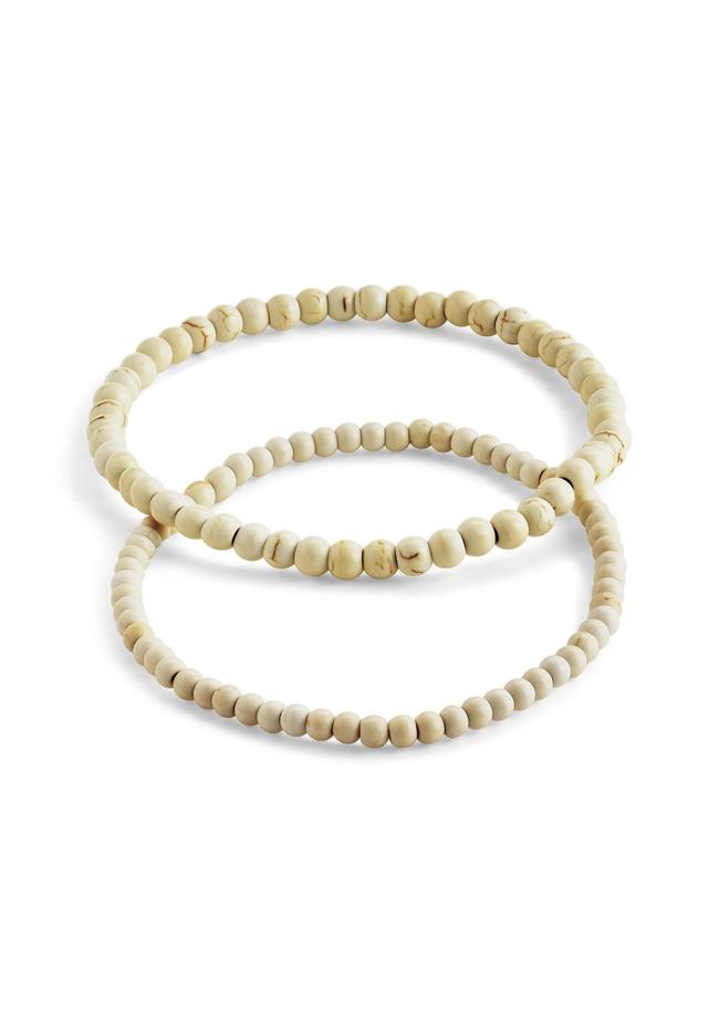 Cream Howlite Beaded Stretch Bracelet Set Product Image