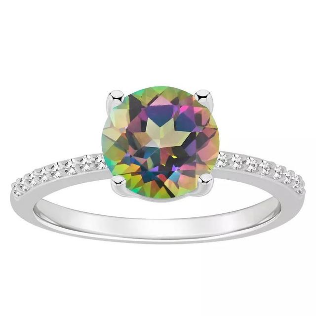 Alyson Layne Sterling Silver Round Mystic Topaz 1/10 Carat T.W. Diamond Ring, Womens Multicolor Product Image